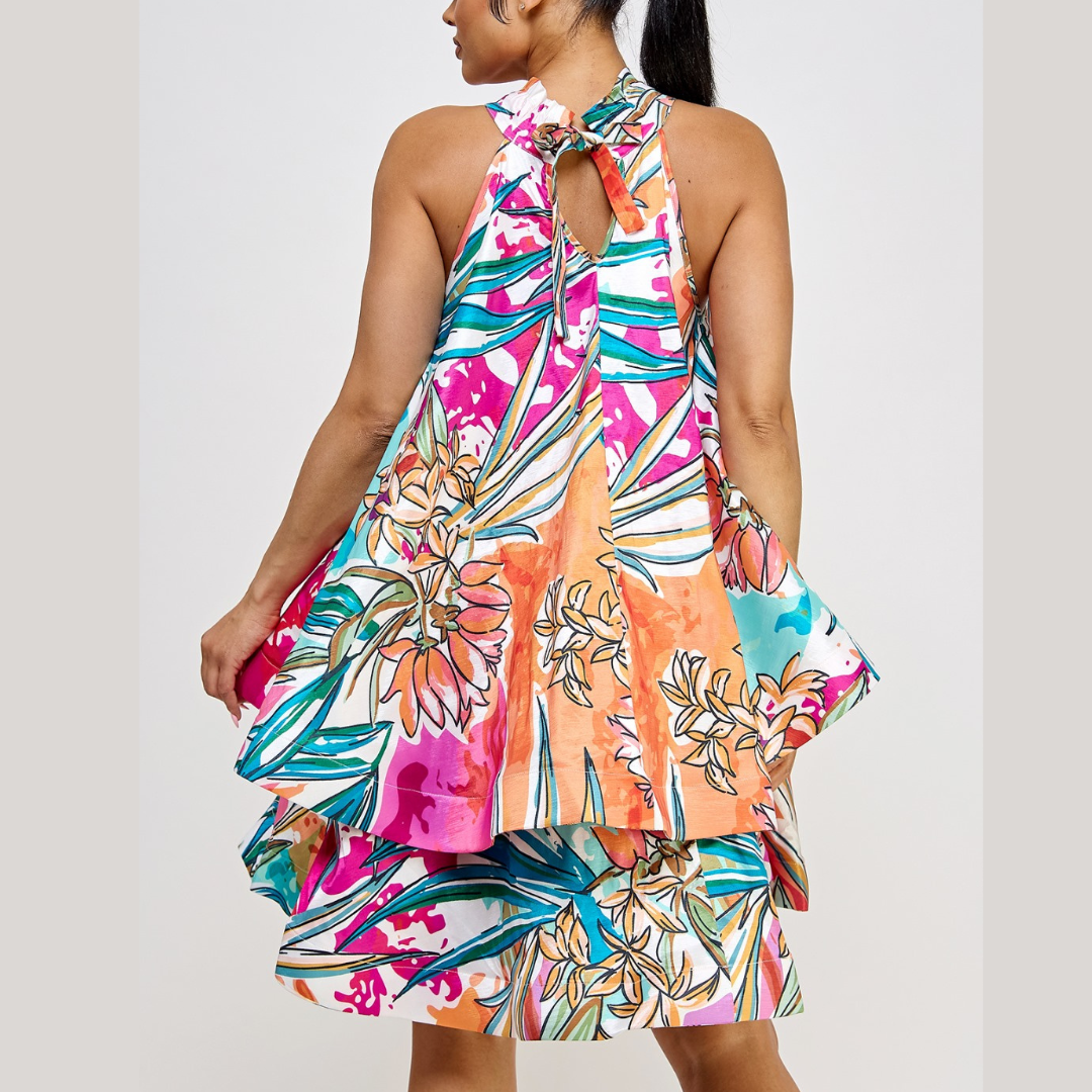 Floral Print Halter Dress